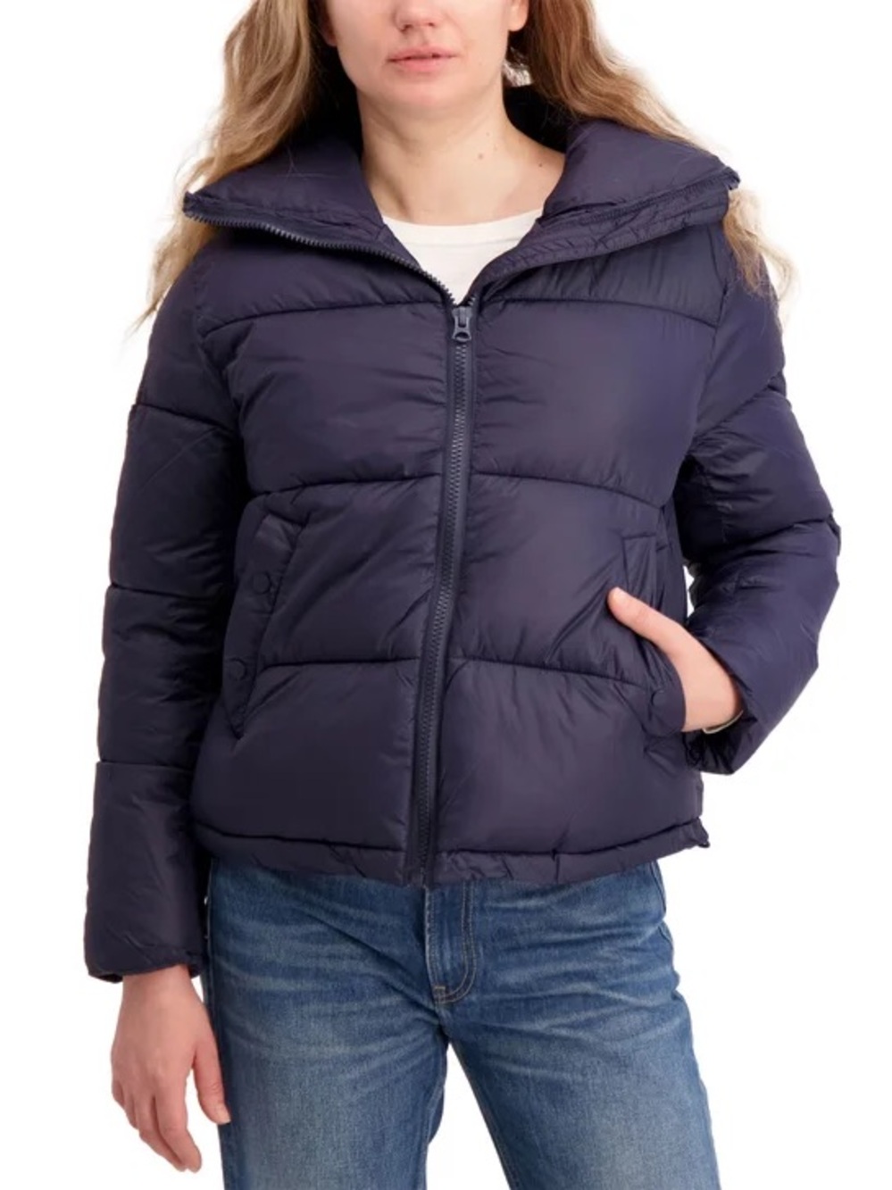 HUDSON Women's Short Puffer Jacket, Navy  (XL, XXL)